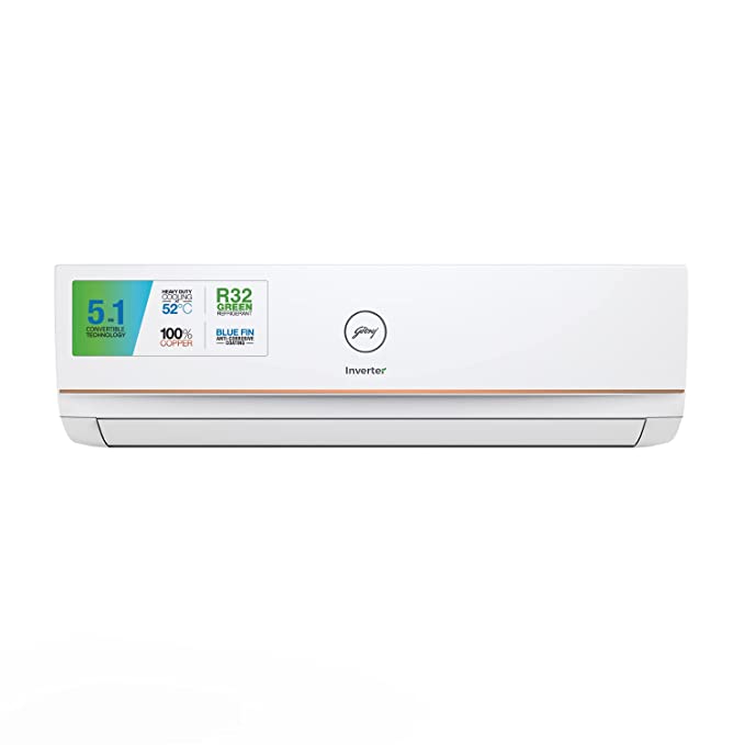 Godrej 1.5 Ton 3 Star 5-In-1 Convertible, Inverter Split AC (100% Copper,I-Sense, 2023 Model, AC 1.5T EI 18TINV3R32-GWA/AC 1.5T EI 18TINV3R32-GWB, White)