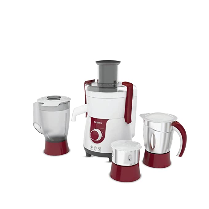 Philips Viva 700-Watt Juicer Mixer Grinder with 3 Jars (Pistil Red/White)