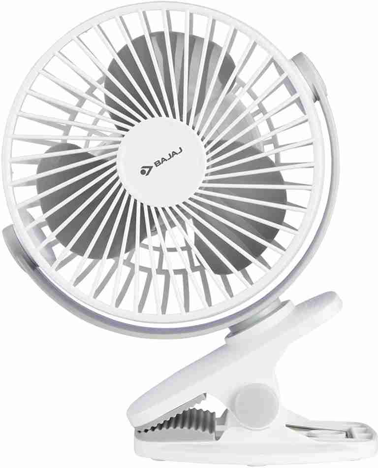 BAJAJ PYGMY MINI 110 MM 10 W HIGH SPEED OPERATION, USB CHARGING, MULTI-CLIP FUNCTION PERSONAL FAN