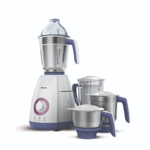 Philips Viva Collection HL7701/00 Mixer Grinder, 750 Watts, 4 Jars (Elegant Lavender and White)